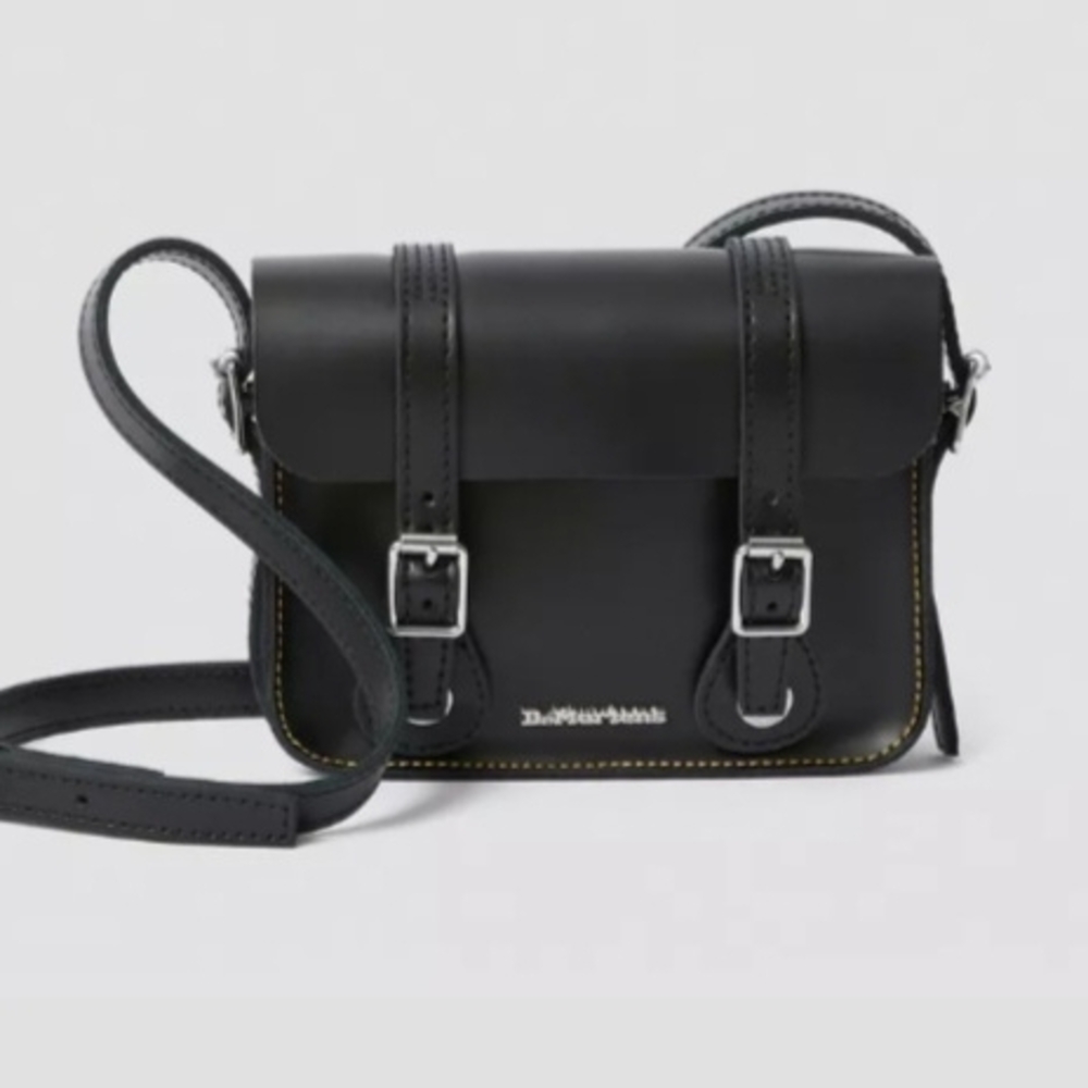 Dr. Martens Black Leather Messenger Bag